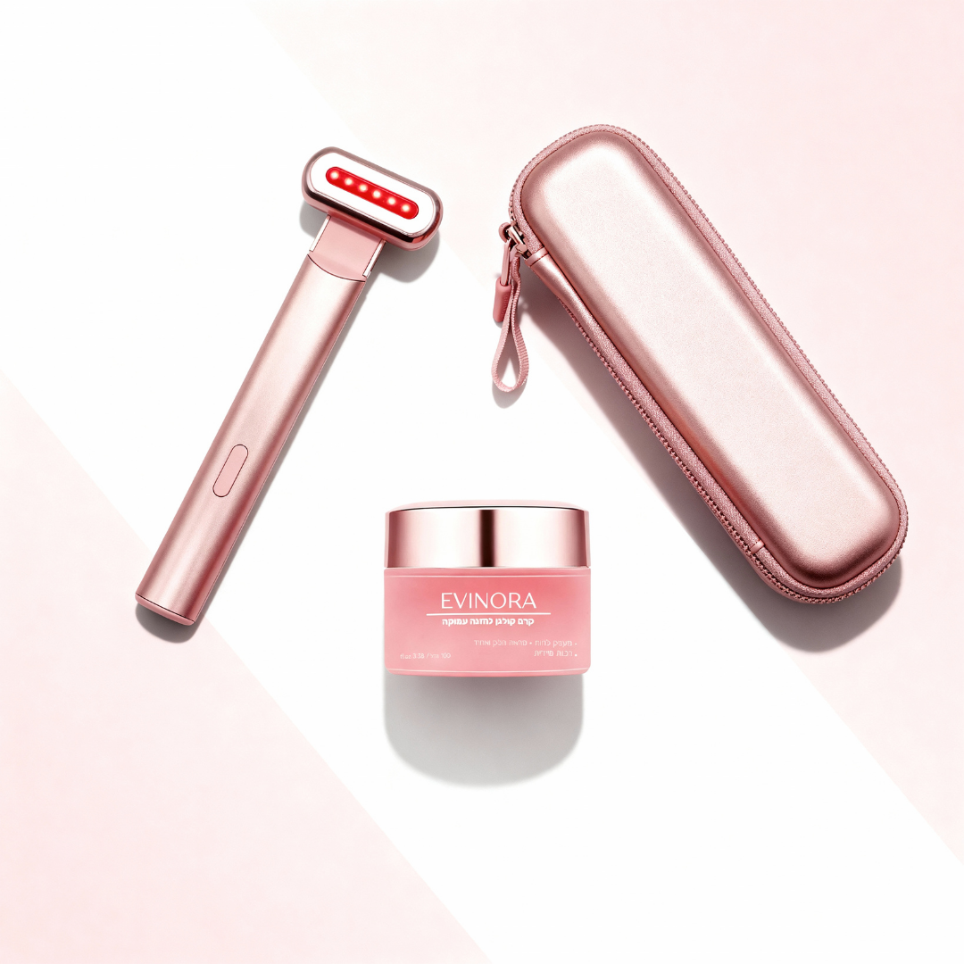 ערכת שרביט הטיפוח 4 ב-1 לחידוש העור בטכנולוגיית אור אדום