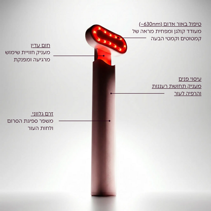 ערכת שרביט הטיפוח 4 ב-1 לחידוש העור בטכנולוגיית אור אדום