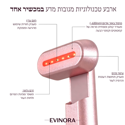 ערכת שרביט הטיפוח 4 ב-1 לחידוש העור בטכנולוגיית אור אדום