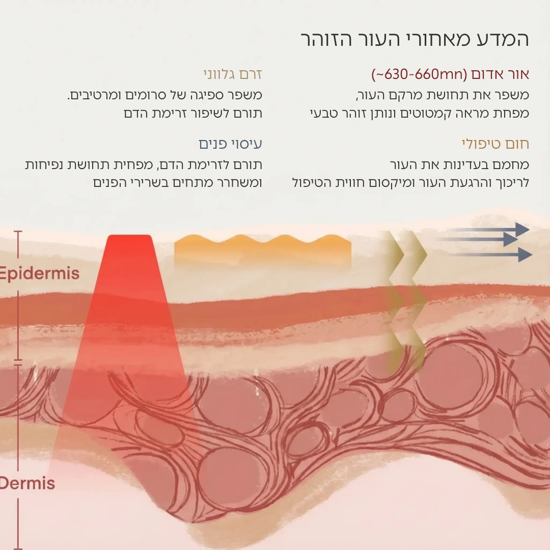 ערכת שרביט הטיפוח 4 ב-1 לחידוש העור בטכנולוגיית אור אדום